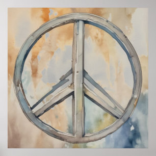 Friedenszeichen-Wasserfarbenmalerei-Kunst Poster