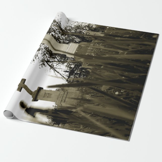 Friedhof Gothic Grabsteins Sepia Vintag Angel Geschenkpapier (Ungerollt)