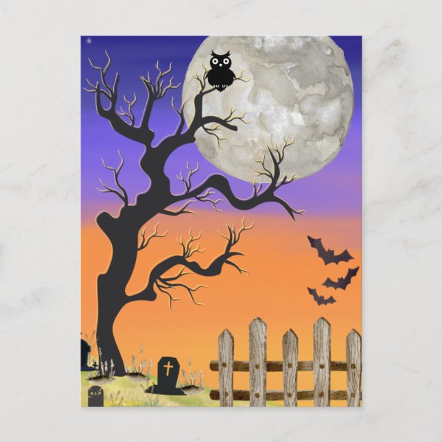 Friedhof Halloween Postkarte (Vorderseite)