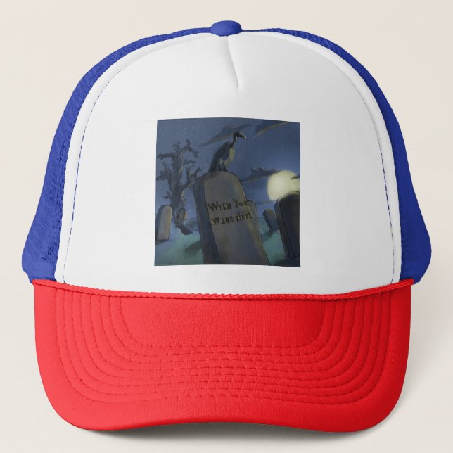 Friedhof Kopfstein Cartoon Cap Truckerkappe (Vorderseite)