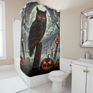 Friedhof Night Owl Spooky Szn Glow Halloween-Party Duschvorhang