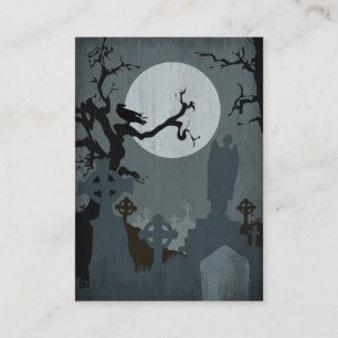 Friedhof und Vollmond zu Halloween Begleitkarte