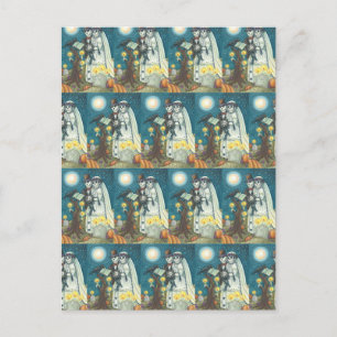 FRIEDHOF VOWS, SKELETON WEDD, BRIDE UND GROOM POSTKARTE