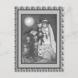 FRIEDHOF VOWS, SKELETON WEDD, BRIDE UND GROOM POSTKARTE
