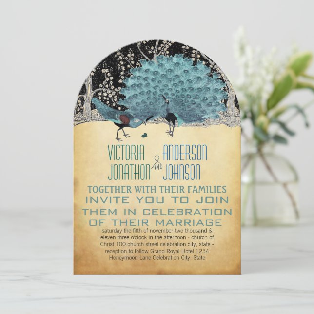 Friedhöfe in Gold und Schwarz im Wald Einladung (Stehend Vorderseite)