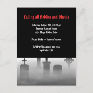 Friedhofnebel gruseligen Friedhof, gotisch Hallowe Einladungspostkarte