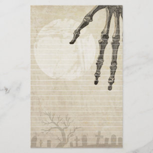 Friedhofs-Vollmond und Skelett-Hand Briefpapier