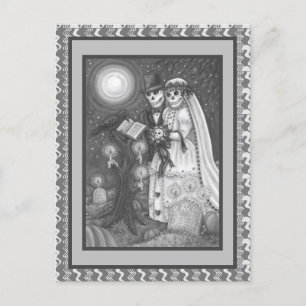 FRIEDHOFSEGEN, SKELETT HOCHZEIT, BRAUT UND BRÄUTIG POSTKARTE