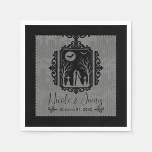 Friedhofsgelübde Schwarz & Grau Gotische Hochzeit Serviette