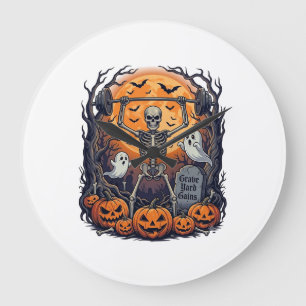 Friedhofsgewinne Skelett Hantelstemmen Halloween Große Wanduhr