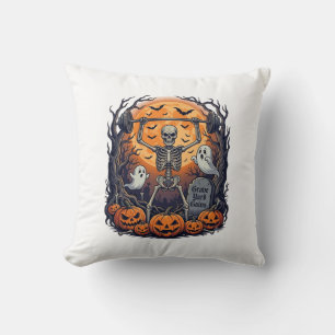 Friedhofsgewinne Skelett hebt Hantel Halloween Kissen