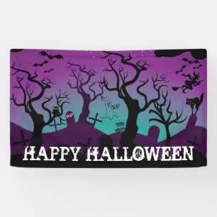 Friedhofsschwarz, lila, türkis Halloween Banner