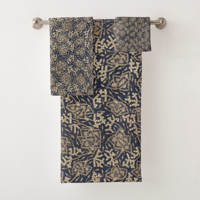 Friedlich Blau & Cream Batik Badezimmer Handtuch S Badhandtuch Set (Insitu)