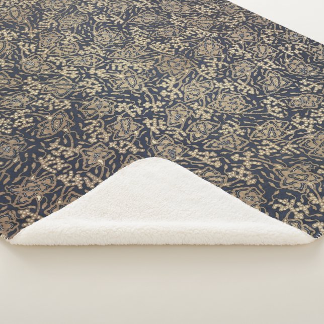 Friedlich Blue & Cream Batik Sherpa Blanket Sherpadecke (3/4)