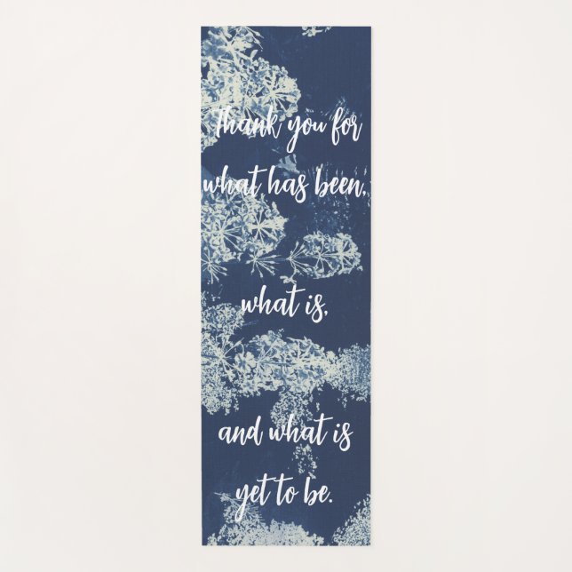 Friedlich Blue Floral Yogamatte (Vorderseite)