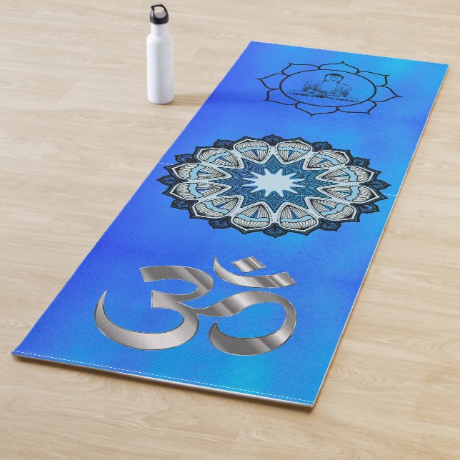 Friedlich Blue Om Mandala Buddha Yogamatte (Beispiel)