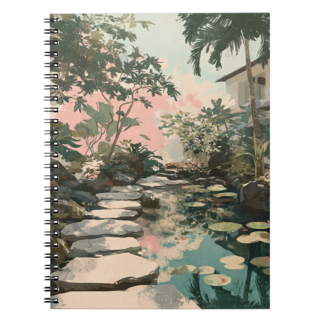 Friedlich Garden Path Livio Pond Notizblock (Vorderseite)