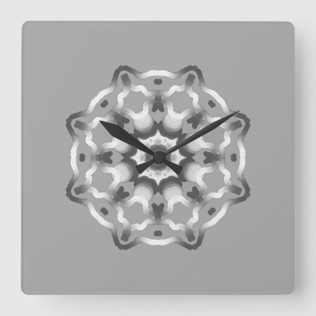 Friedlich Gray Mandala Heilvibes Quadratische Wanduhr (Vorderseite)