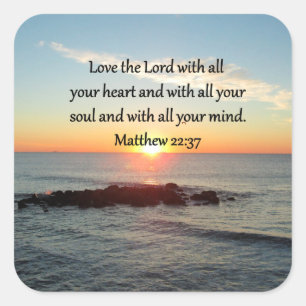 FRIEDLICH MATTHEW 22:37 SUNRISE SCRIPTURE DESIGN QUADRATISCHER AUFKLEBER