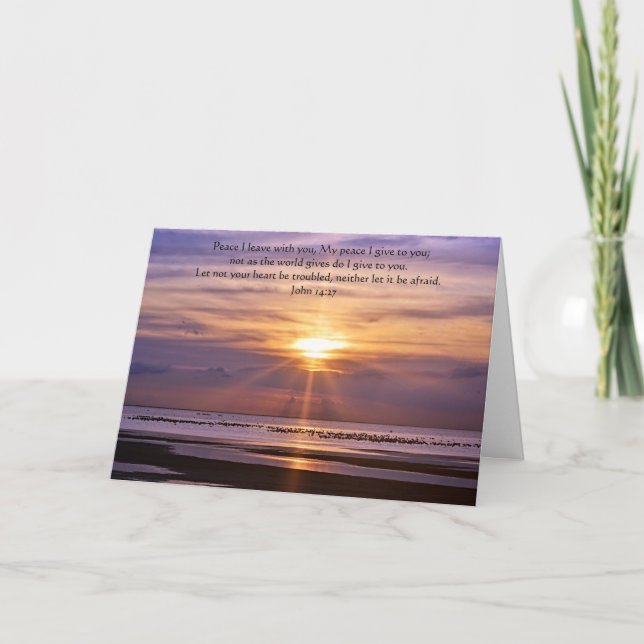 Friedlich Ocean Sunset John 14:27 Gedanken Gebete Karte (Vorderseite)