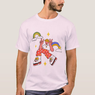 Friedlich Vibes Retro Graphic T - Shirt - Rainbow