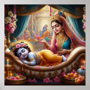 Friedlich Warm Ethnic Bala Krishna Wiege Poster