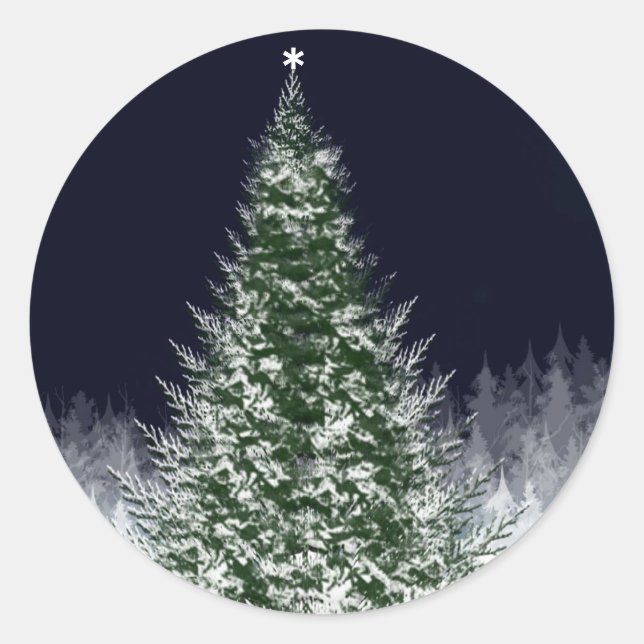 Friedlich Winter Night Weihnachtskarten Sticker (Vorderseite)