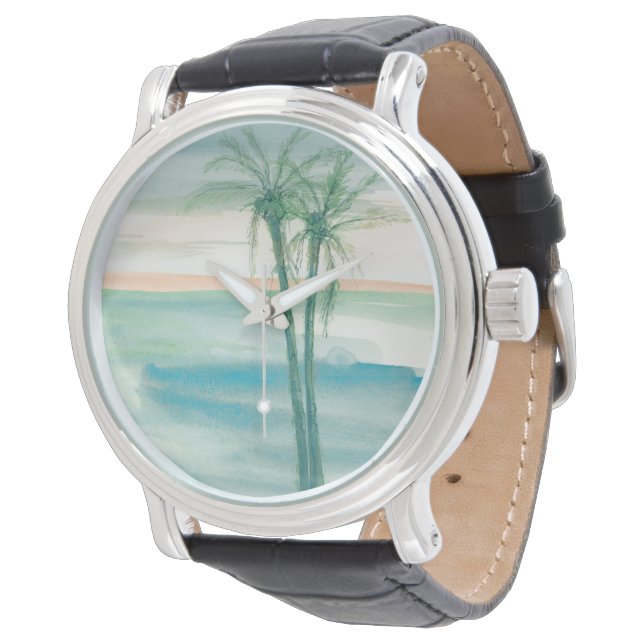 Friedliche Abenddämmerung tropisch Armbanduhr (Schrägansicht)