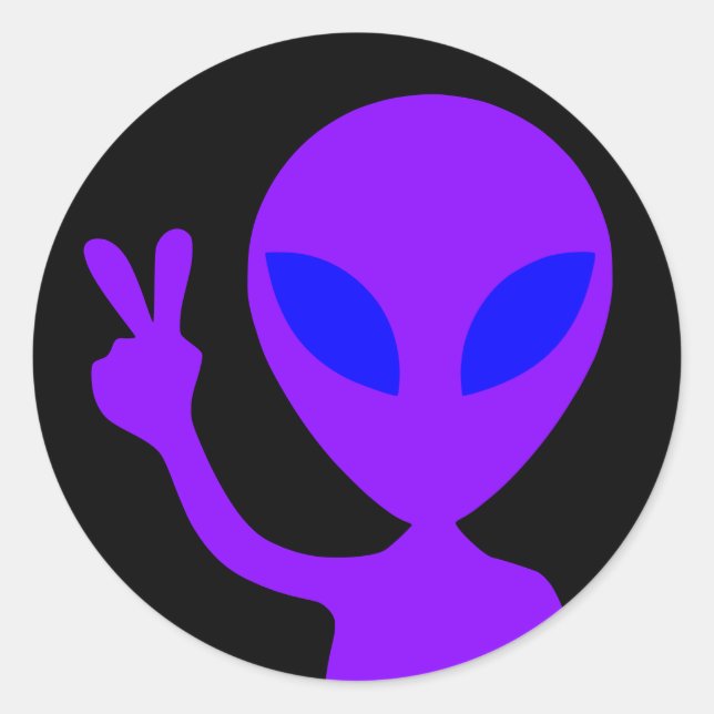 Friedliche Alien Runder Aufkleber (Vorderseite)