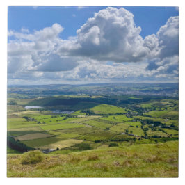 Friedliche Aussicht von Pendle Hill... Fliese