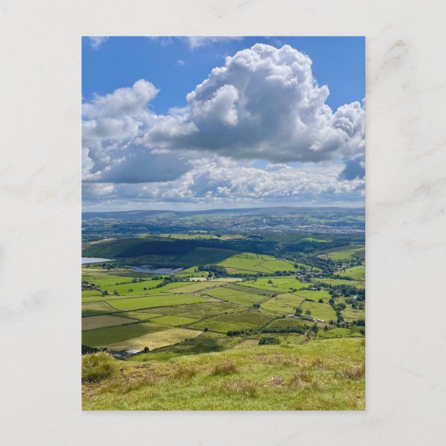 Friedliche Aussicht von Pendle Hill... Postkarte (Vorderseite)