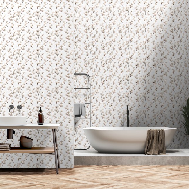 Friedliche Baumwolle Blossom Schale und Stock Tapete (Badezimmer)