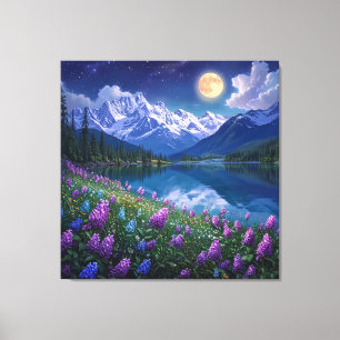 Friedliche Berglandschaft mit See Leinwanddruck