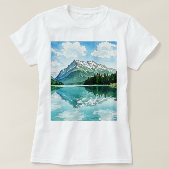 Friedliche Berglandschaft T-Shirt (Design vorne)