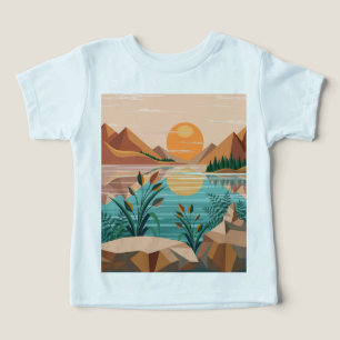 Friedliche Bergsee-Sonnenuntergangslandschaft