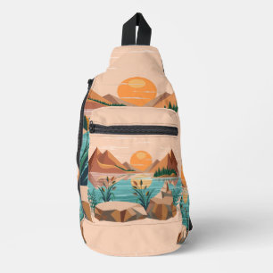 Friedliche Bergsee-Sonnenuntergangslandschaft Crossbody Bag
