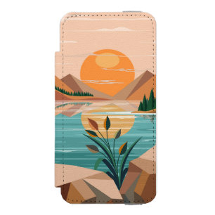 Friedliche Bergsee-Sonnenuntergangslandschaft Incipio Watson™ iPhone 5 Geldbörsen Hülle