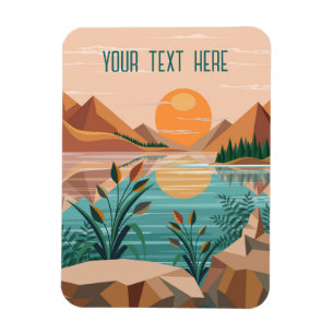 Friedliche Bergsee-Sonnenuntergangslandschaft Magnet