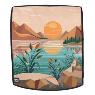 Friedliche Bergsee-Sonnenuntergangslandschaft Rucksack