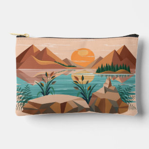 Friedliche Bergsee-Sonnenuntergangslandschaft Zubehörtasche
