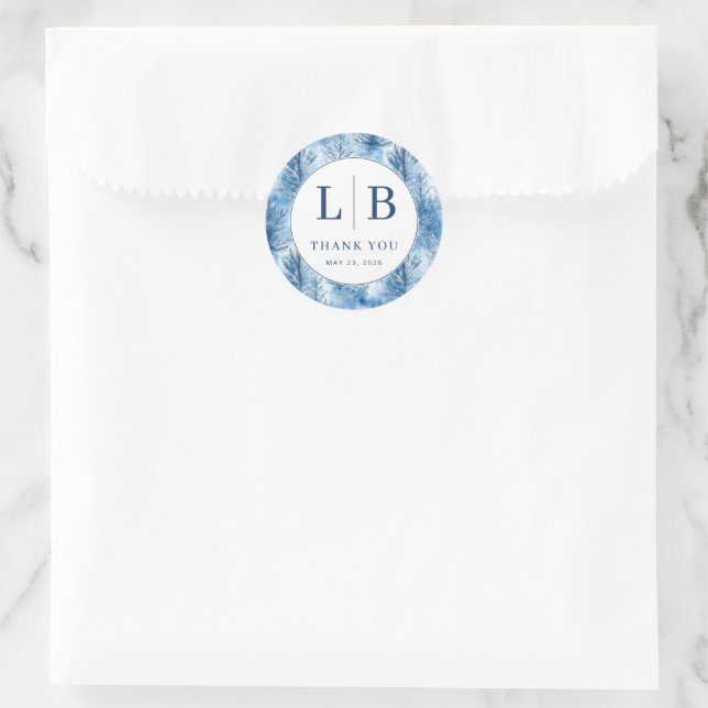 Friedliche Blaue Winterkiefern Runder Aufkleber (Tasche)