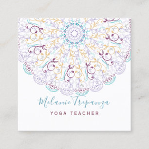 Friedliche Blumenmedikation Mandala Yoga Quadratische Visitenkarte