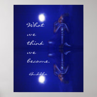 Friedliche Buddha-Saphir-Reflexion und Zitat