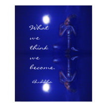 Friedliche Buddha-Saphir-Reflexion und Zitat