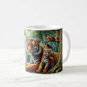 Friedliche Dschungelszene mit Tigermalerei Kaffeetasse