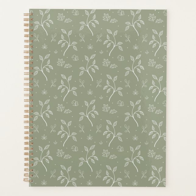 Friedliche Einfache Blätter in Olive Green Planer (Vorderseite)