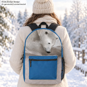 Friedliche Eisbär-Arktis-Natur-Illustration Bedruckter Rucksack