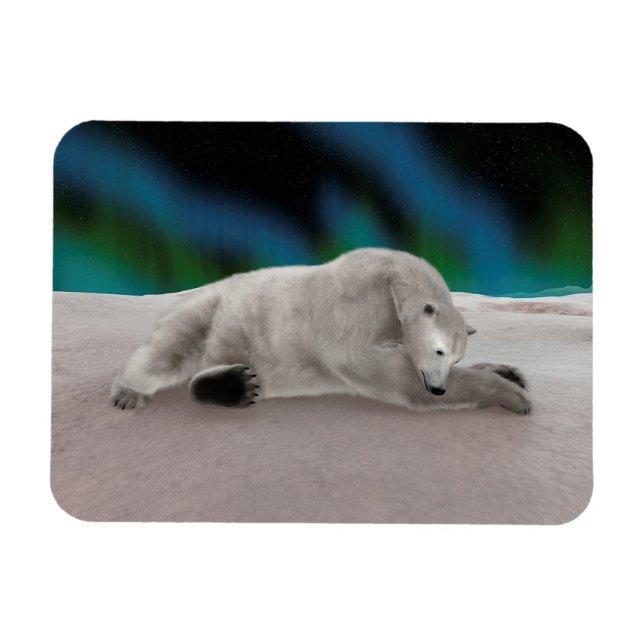 Friedliche Eisbär-Arktis-Natur-Illustration Magnet (Horizontal)