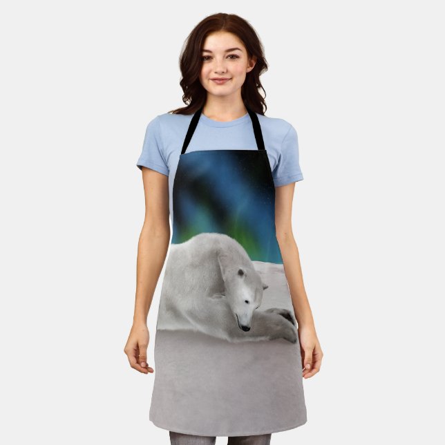 Friedliche Eisbär-Arktis-Natur-Illustration Schürze (Getragen)