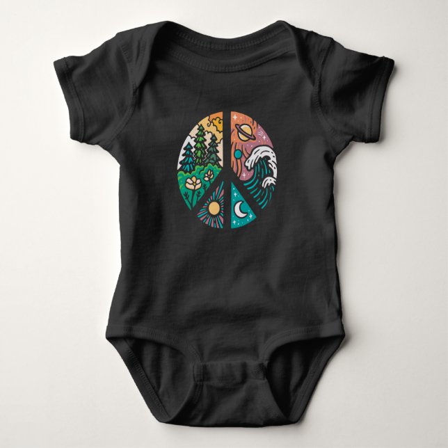 Friedliche Elemente: Natur und Kosmos Baby Strampler (Vorderseite)